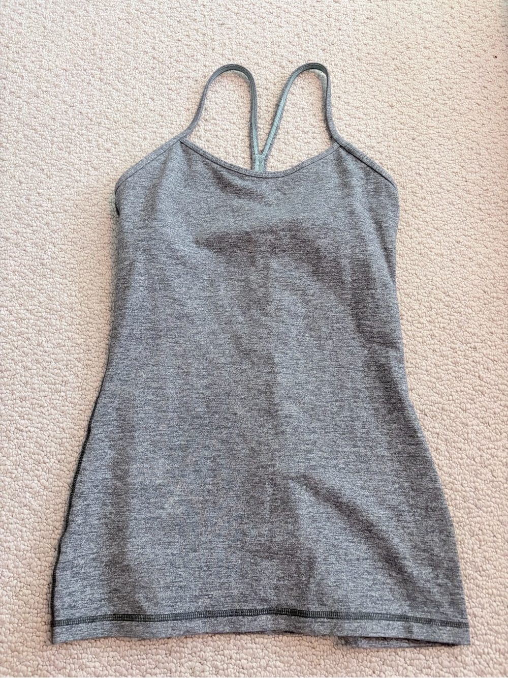 Lululemon Power Y Tank Heathered Gray Built-In Bra